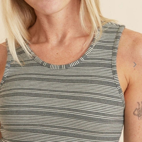 NWT Marine Layer Lexi Rib Daytime Midi Dress Size Small Black White Stripe - Picture 3 of 14